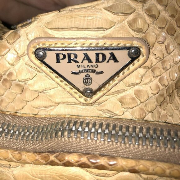 PRADA Limited Edition Tan Beige Python Snakeskin Leather Hobo Bag Purse Handbag - Picture 11 of 16